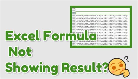 excel displaying formula not result